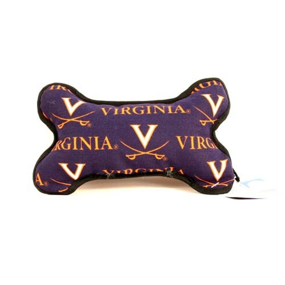 NCAA Virginia Cavaliers Squeaky Dog Toy Pet Plush Bone  Licensed Blue Fabric New